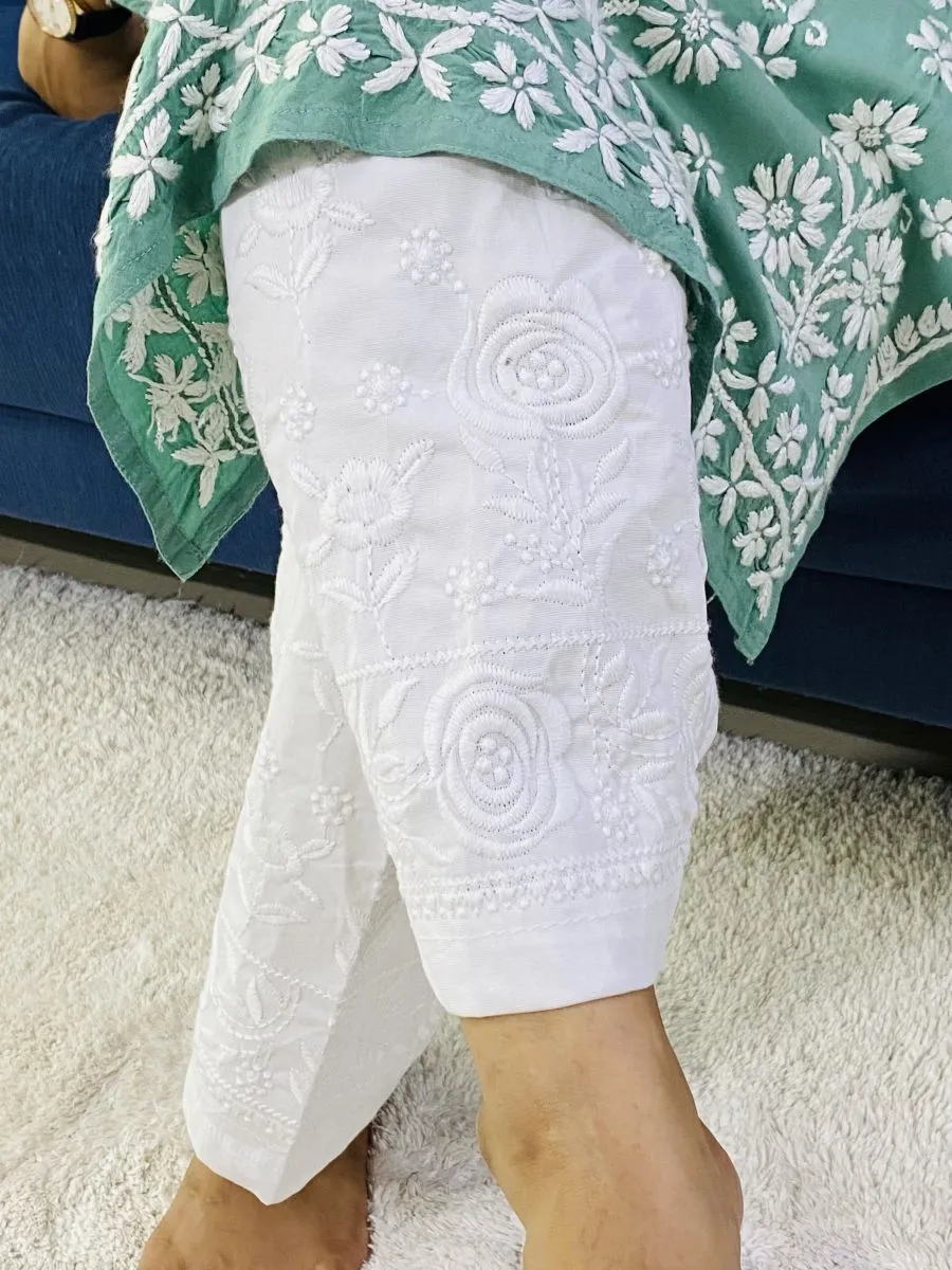 Chikankari Aari Work Women's Pant - White