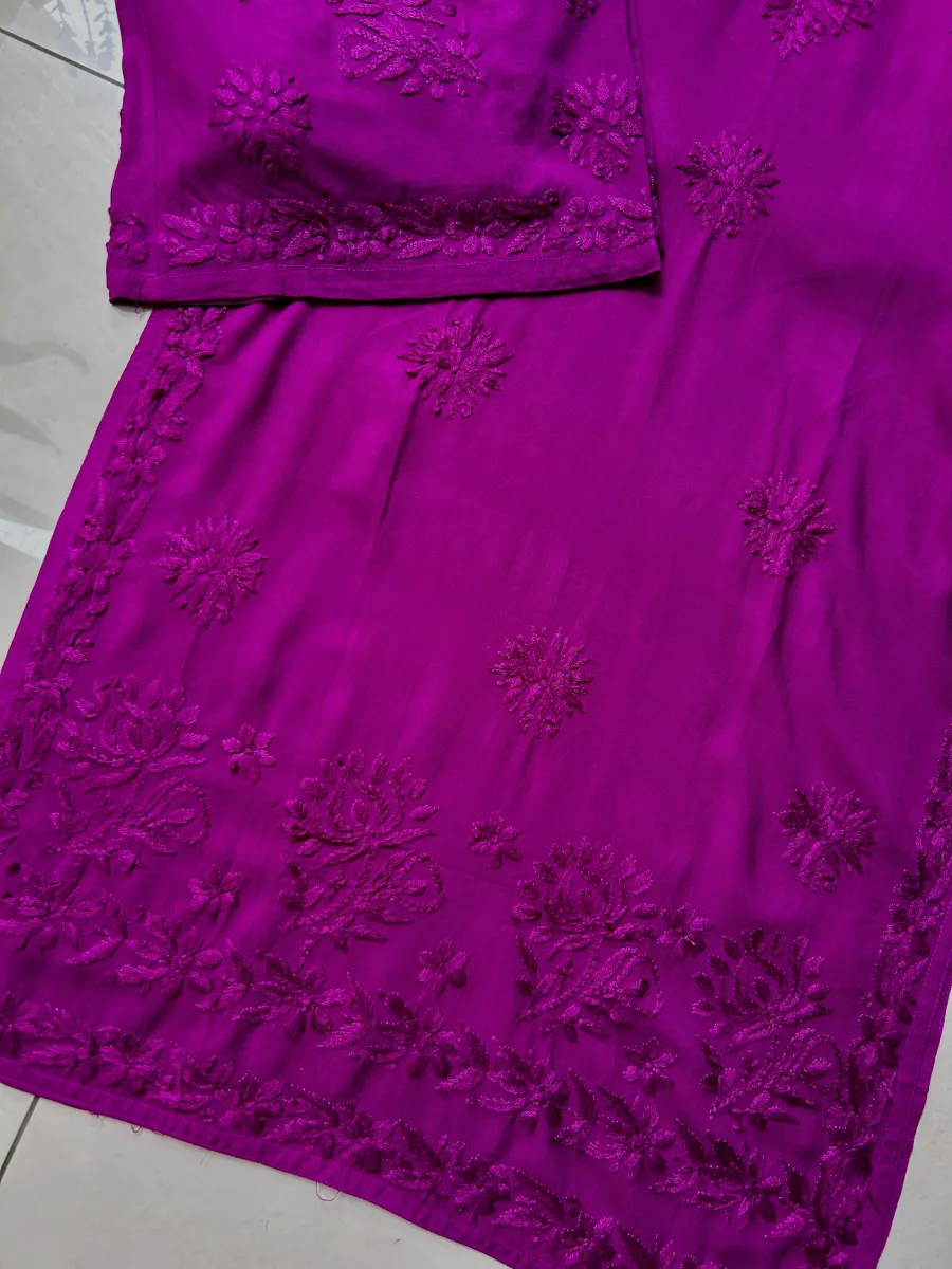 Premium Chikankari Hand Embroidered Kurta Palazzo Set