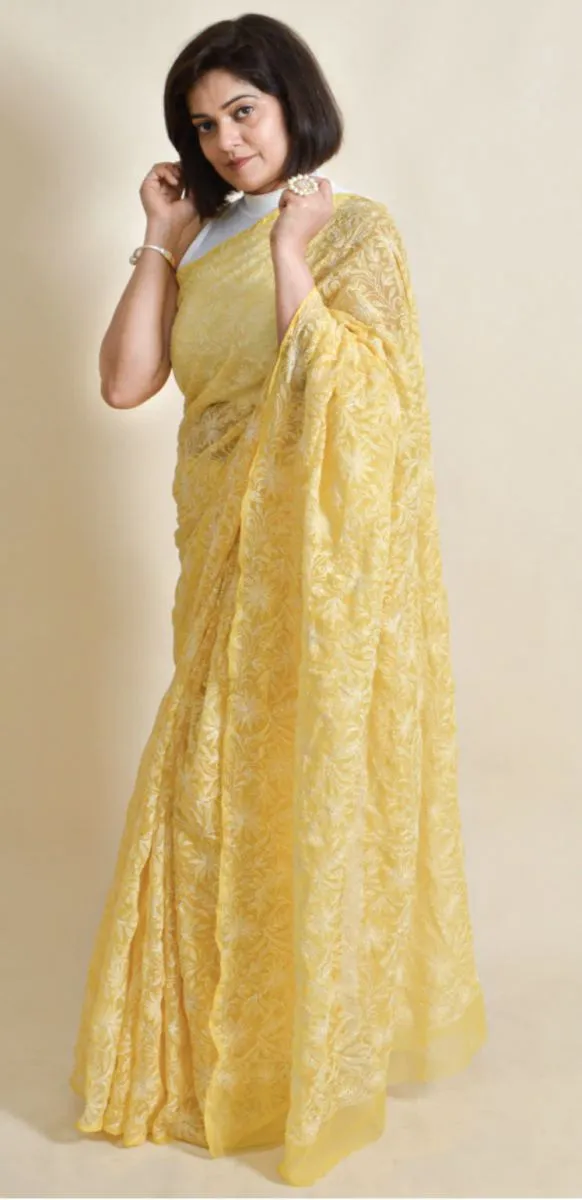 Tapchi Chikankari Hand Embroidered Women's Saree