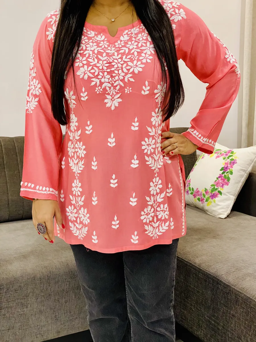 Chikankari Handwork Women's Modal Short Kurta