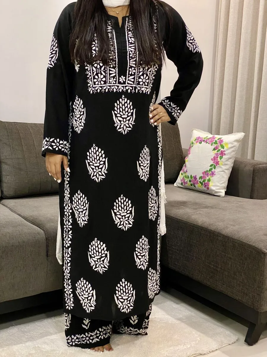 Premium Modal Chikankari Hand Embroidered Solid Women's Kurta Palazzo Set