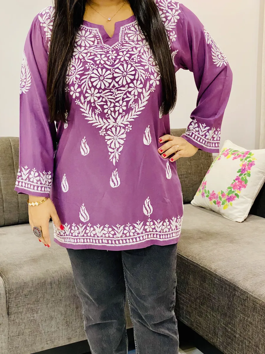 Chikankari Handwork Women's Modal Short Kurta