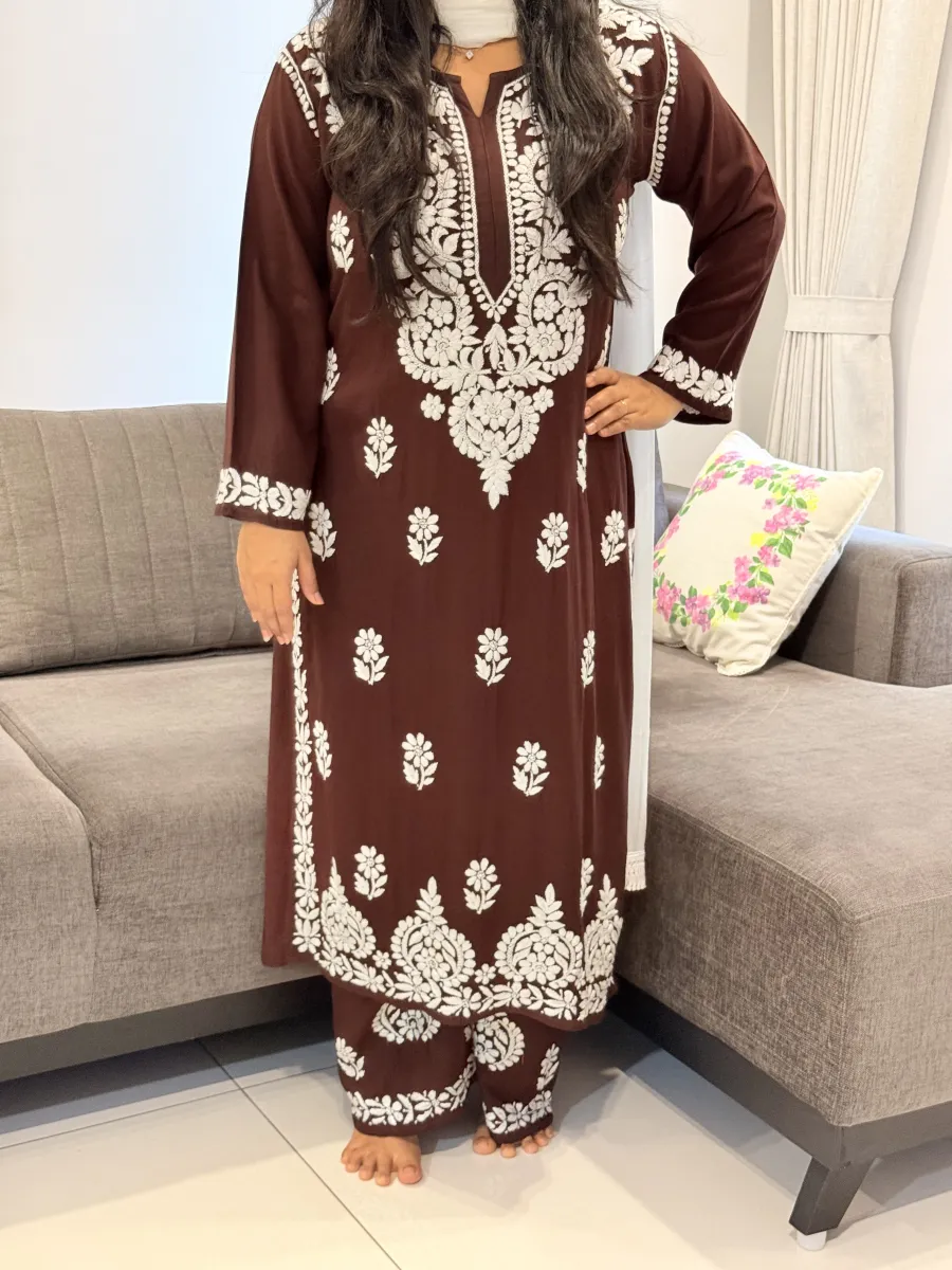 Rayon Chikankari Handwork women kurta palazzo set