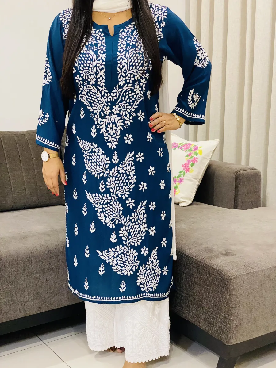 Premium Modal Chikankari Hand Embroidered Solid Women's Kurta