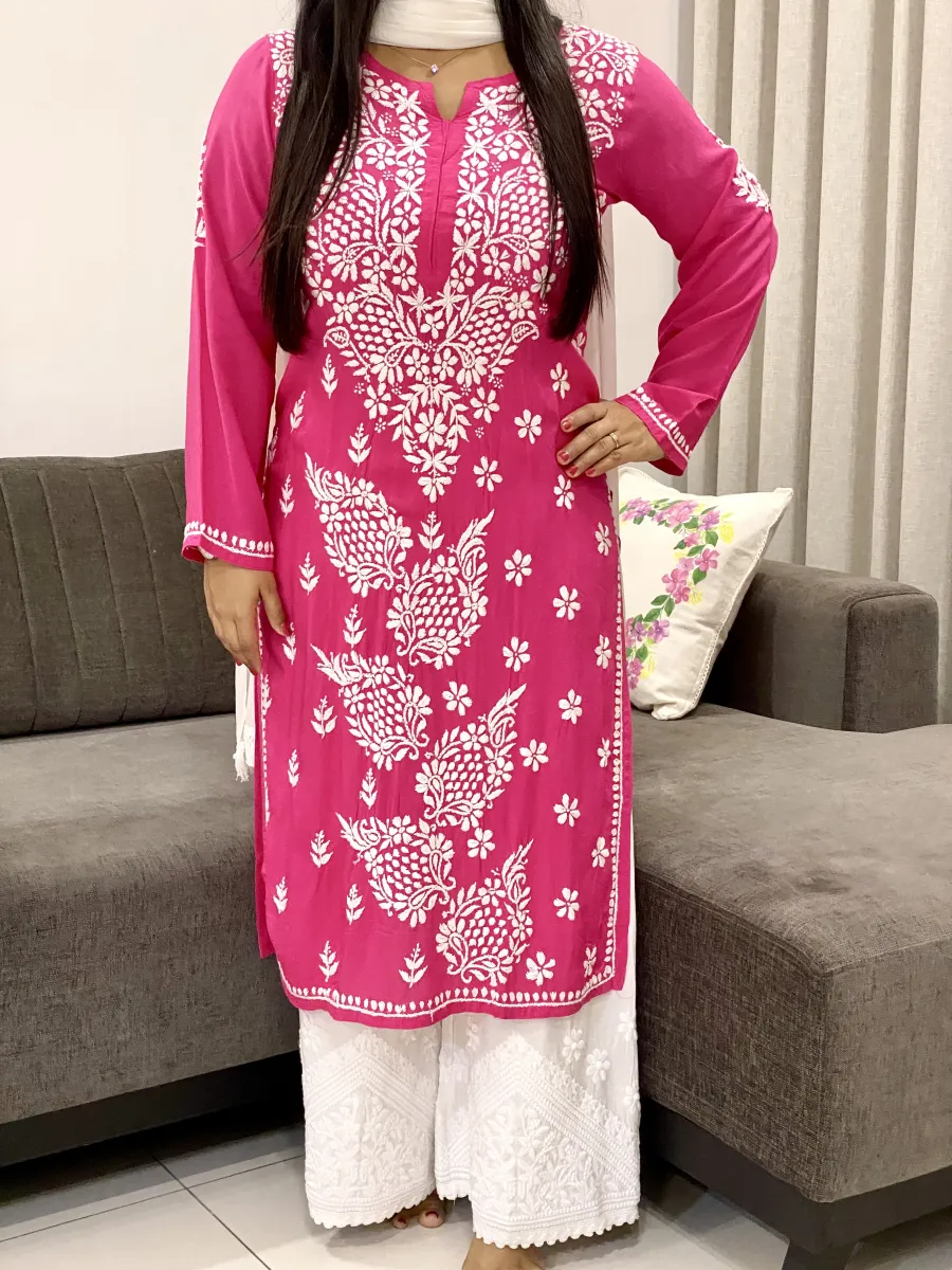 Premium Modal Chikankari Hand Embroidered Solid Women's Kurta