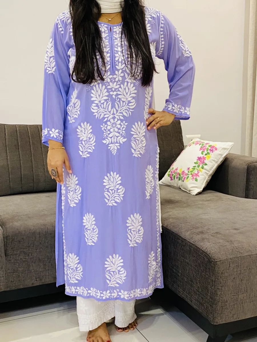 Modal Chikankari Hand Embroidered Women's Long Kurta
