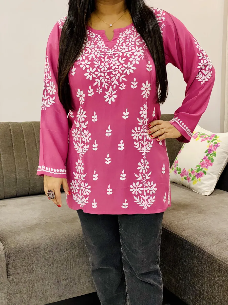 Chikankari Handwork Women's Modal Short Kurta