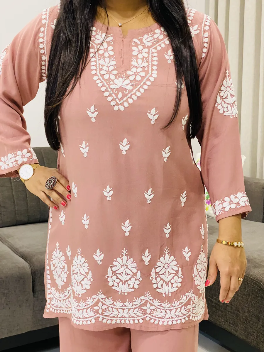 Rayon Chikankari Handwork Women's Co-ord Set