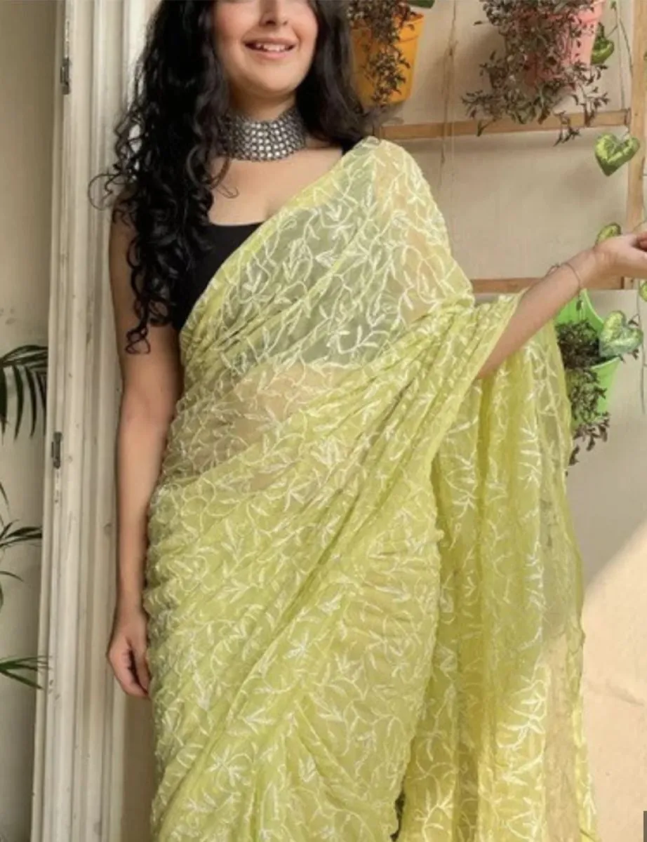 Tapchi Chikankari Hand Embroidered Women's Saree