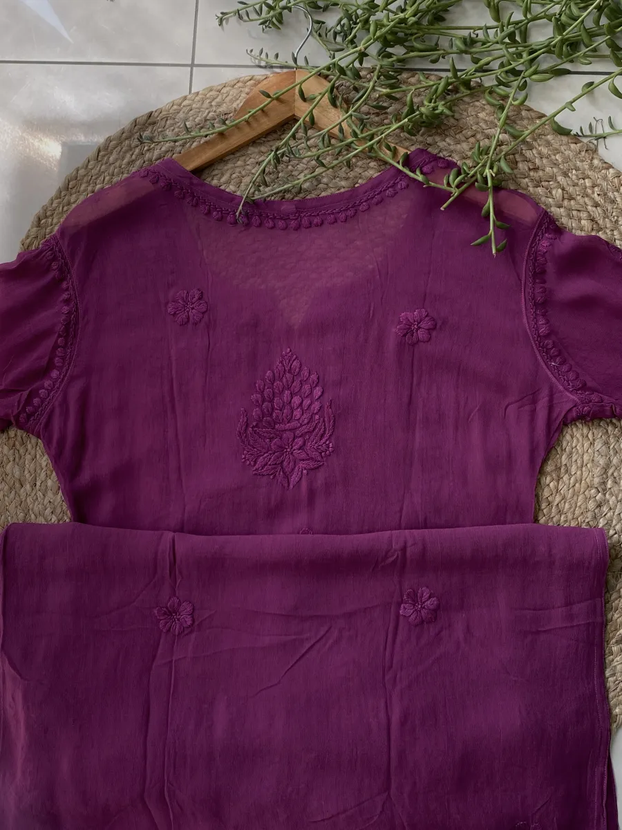 Viscose Chikankari Hand Embroidered Kurta and Dupatta