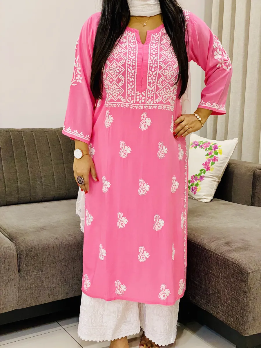 Premium Modal Chikankari Hand Embroidered Solid Women's Kurta