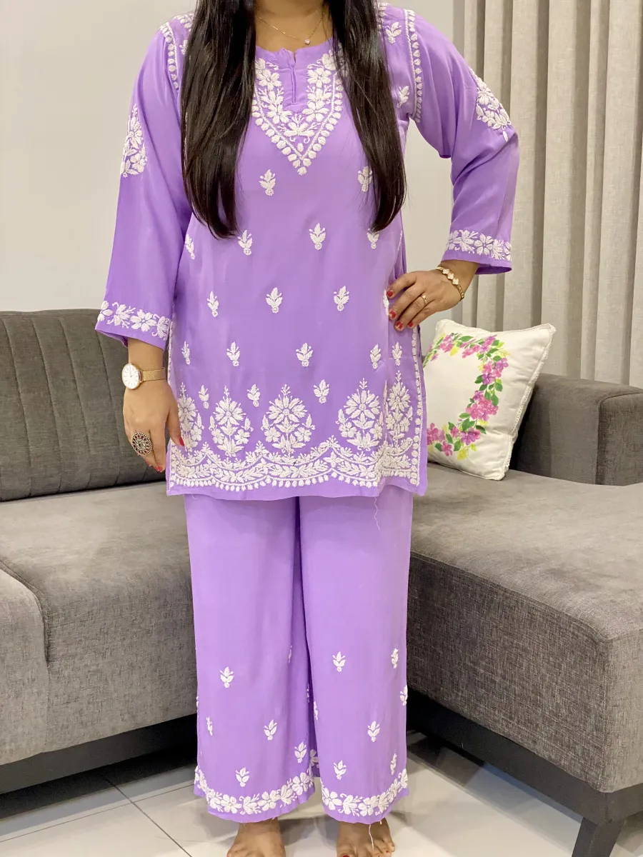 Rayon Chikankari Handwork Women's Co-ord Set