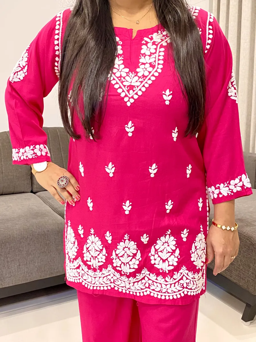 Rayon Chikankari Handwork Women's Co-ord Set