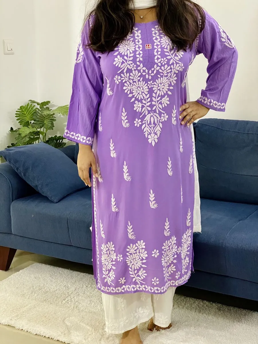 Modal Chikankari Solid Women's Long Kurta