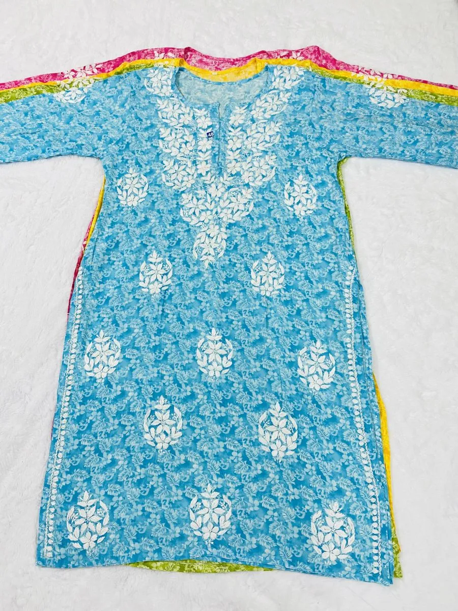 Rayon Chikankari Handwork Floral Women's Long kurta