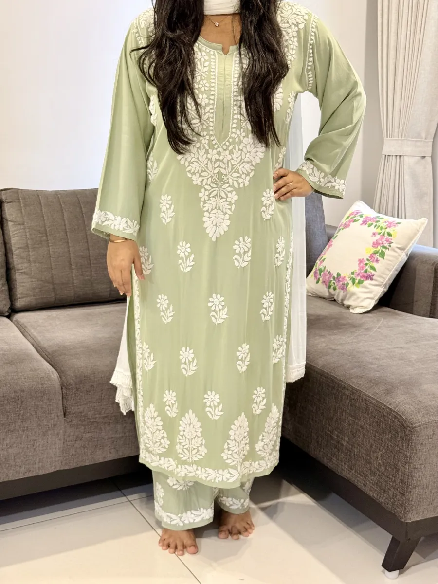 Rayon Chikankari Handwork women kurta palazzo set