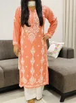 Premium Modal Chikankari Solid Women's Long Kurta
