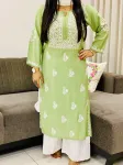 Pista Nora Premium Modal Chikankari Hand Embroidered Solid Women's Kurta