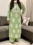 Pista Bellate Premium Modal Chikankari Hand Embroidered Solid Women's Kurta Palazzo Set