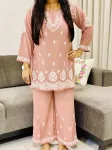 Rosy Brown Trisha Rayon Chikankari Handwork Women's Co-ord Set