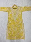 Yellow & White Inayat Cotton Chikankari Hand Embroidered Women's Long Kurta