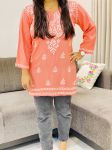 Rayon Chikankari Handwork Women's Solid Short Kurta