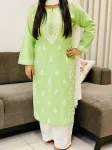 Pista Aanvi Cotton Chikankari Women's Solid Long Kurta