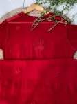 Red Zoya Viscose Chikankari Hand Embroidered Kurta and Dupatta