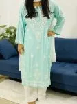 Aqua Nirmal Premium Modal Chikankari Solid Women's Long Kurta