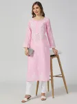 Cotton Chikankari Hand Embroidered Women's Floral Long Kurta