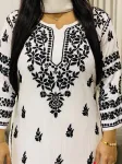 Rayon Chikankari Hand Embroidered Women's Solid Long Kurta