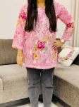 Baby Pink Nisha Mulmul Chikankari Hand Embroidered Women's Floral Short kurta