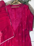 Rani Zoya Viscose Chikankari Hand Embroidered Kurta and Dupatta