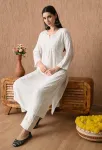 Rayon Ombre Shade Chikankari Hand Embroidered Women's Straight Kurta