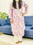Mulmul Chikankari Hand Embroidered Women's Floral Long Kurta