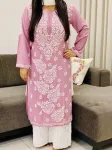 Dusty Pink Esha Premium Modal Chikankari Hand Embroidered Solid Women's Kurta