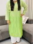 Chanderi Silk Chikankari Hand Embroidered Women's Solid Long Kurta