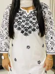 Mulmul Cotton Chikankari Hand Embroidered Solid Women's Long Kurta