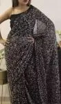 Black Hansa Tapchi Chikankari Hand Embroidered Women's Saree