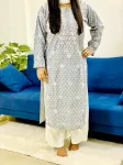 Cotton Chikankari Hand Embroidered Women's Long Kurta