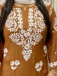 Premium Modal Chikankari Hand Embroidered Women's Long Solid Kurta