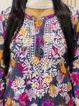 Mulmul Chikankari Hand Embroidered Floral Women's Long Kurta Palazzo Set
