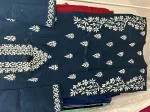 Teal Blue Aanvi Cotton Chikankari Women's Solid Long Kurta