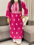 Magenta Nora Premium Modal Chikankari Hand Embroidered Solid Women's Kurta