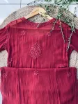 Brown Zoya Viscose Chikankari Hand Embroidered Kurta and Dupatta