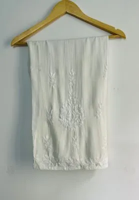 Rayon Chikankari Hand Embroidered Womene's White Palazzo