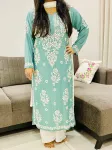 Modal Chikankari Solid Women's Long Kurta