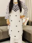 Mulmul Cotton Chikankari Hand Embroidered Solid Women's Long Kurta
