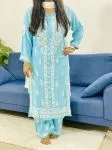 Sky Anaisha Rayon Chikankari Hand Embroidered Women's Solid Kurta Palazzo Set