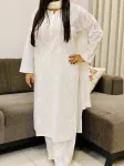 Cotton Chikankari Women's Solid Long Kurta